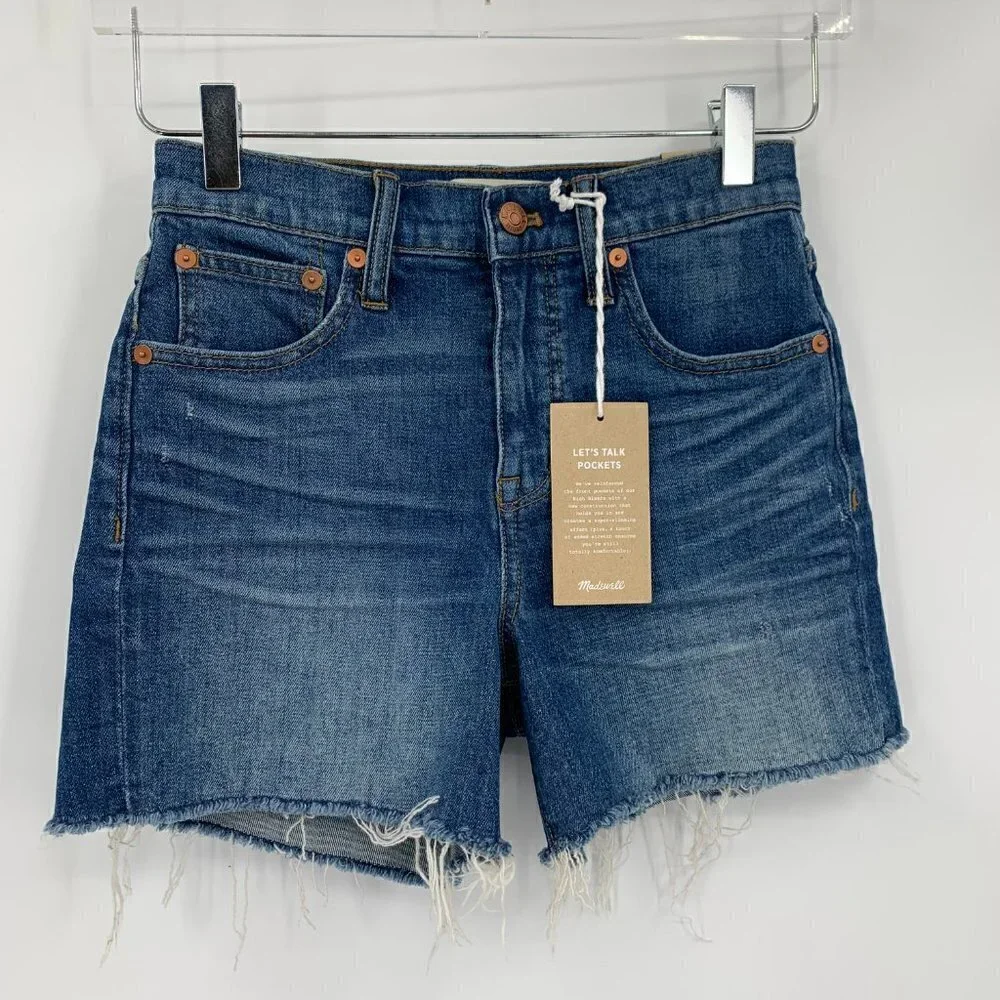 Madewell High rise denim shorts jean cut-off frayed hem Glenoaks woman new 23